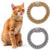 DKJEkdje Cat Collar Cuban Link Rhinestone Pet Accessory-6