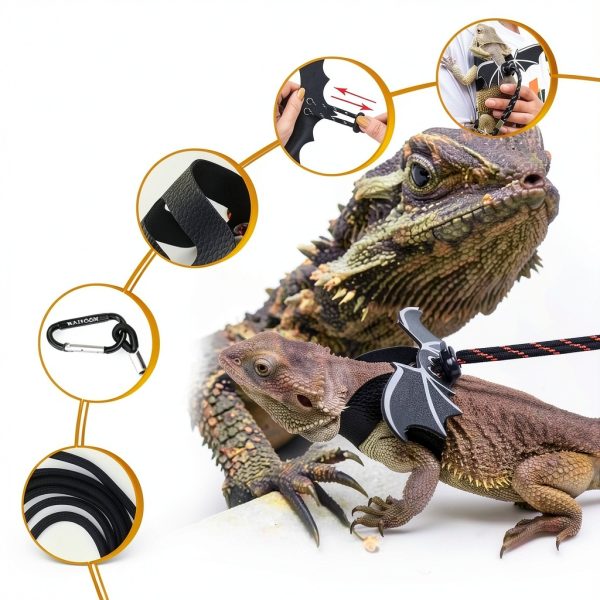 Watfoon Lizard Sling Carrier Handmade Flannel Reptile Leash-4