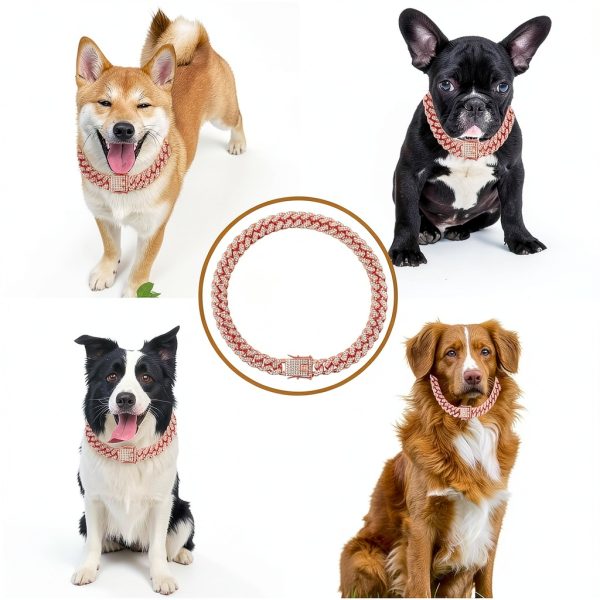 Khendyogn Dog Chain Collar Zinc Alloy Diamond Decoration-2