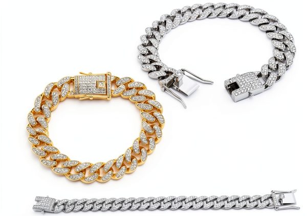 DKJEkdje Pet Chain Collar Cuban Link Rhinestone Design-4