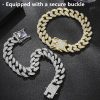 DKJEkdje Cat Collar Cuban Link Rhinestones Gold Silver-3