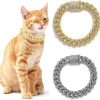 DKJEkdje Cat Collar Cuban Link Rhinestones Gold Silver-6