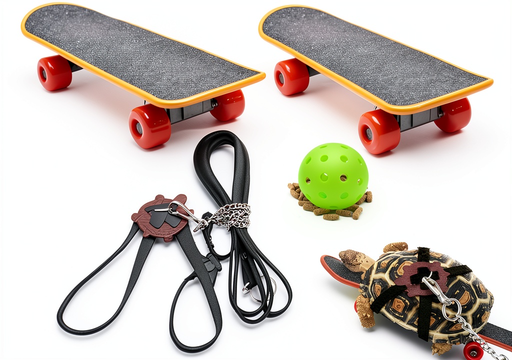 LIHang turtle harness and skateboard set in yellow color on grass