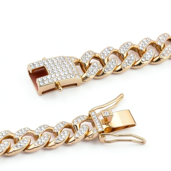 Khendyogn Dog Chain Collar Zinc Alloy Diamond Decoration-3