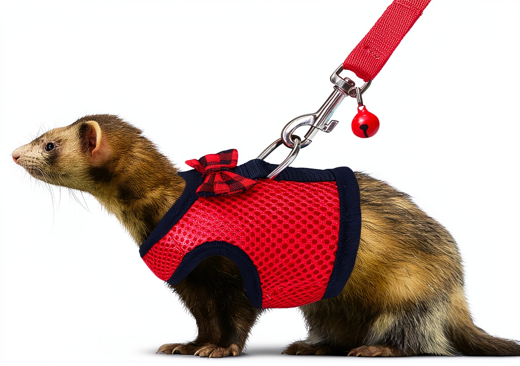 Rypet small animal harness on a ferret during a walk