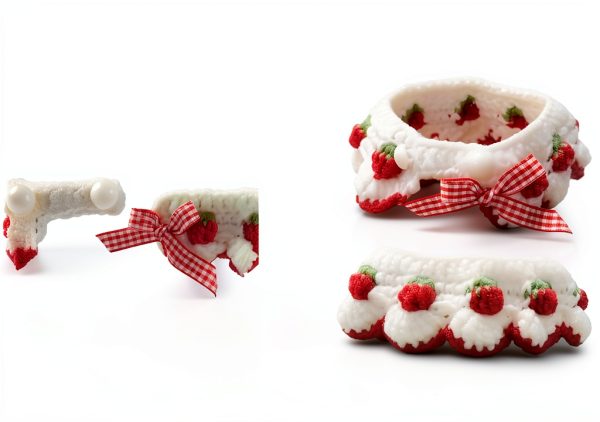 Aoeeki Handmade Cat Collar Breakaway Design Strawberry Style-3