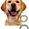 DKJEkdje Cat Chain Collar Cuban Link Rhinestones Gold Silver-5