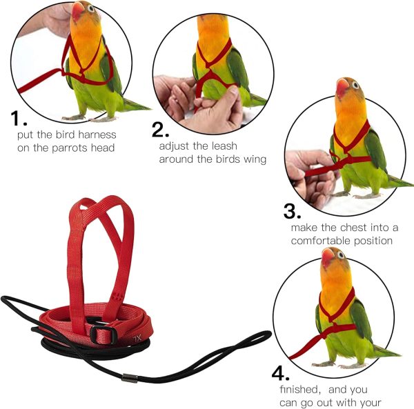 HOKABLE Bird Harness Soft Satin Material Training Leash-3