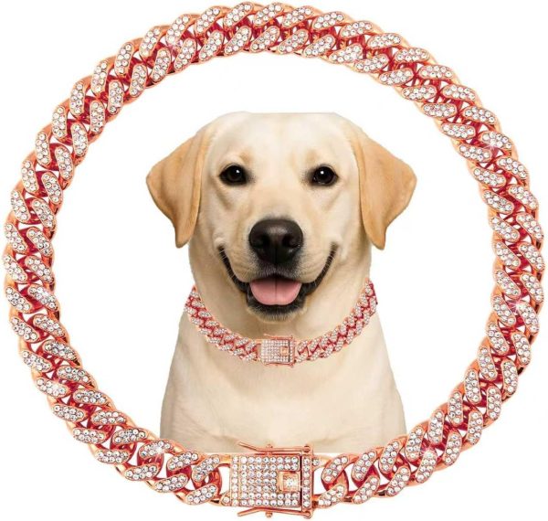 Khendyogn Dog Chain Collar Zinc Alloy Diamond Decoration-0