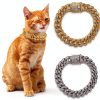 DKJEkdje Cat Chain Collar Cuban Link Rhinestones Gold Silver-6