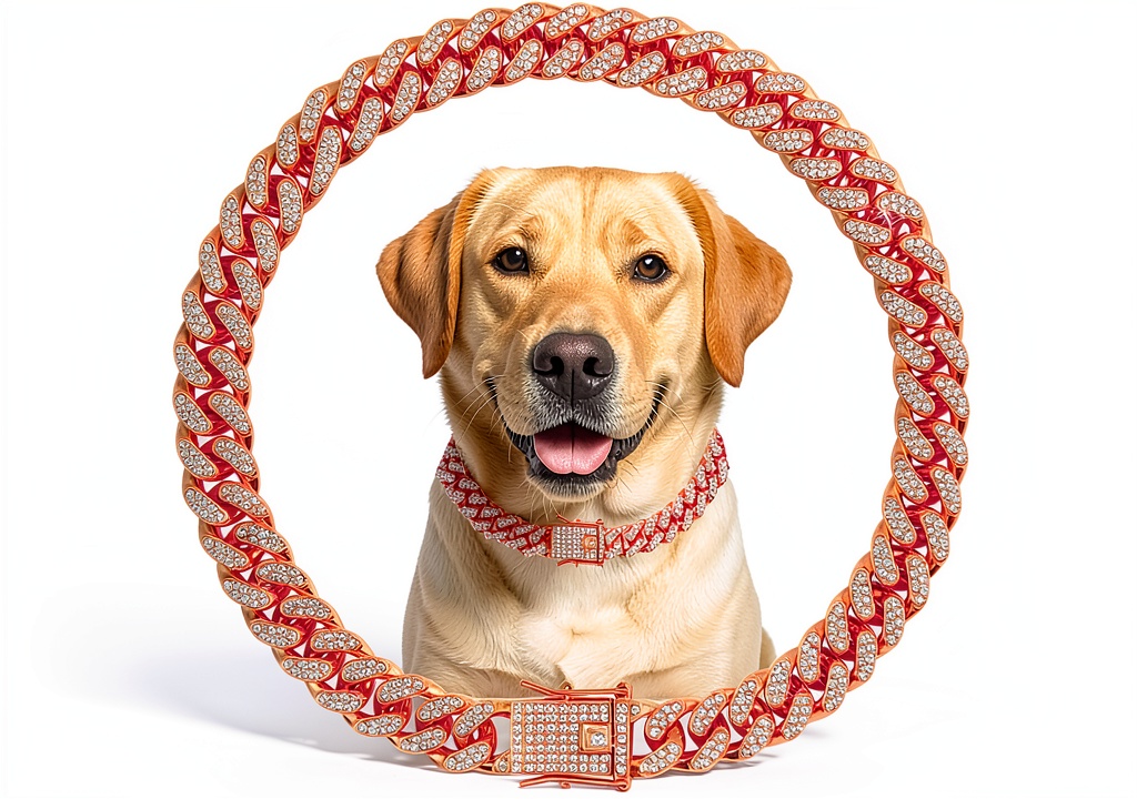 Khendyogn dog chain collar in rose gold color on a small pet