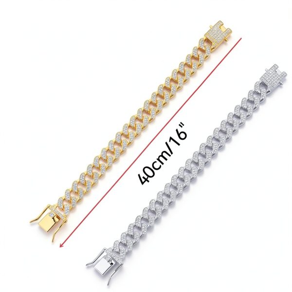 DKJEkdje Cat Chain Collar Cuban Link Rhinestones Gold Silver-1
