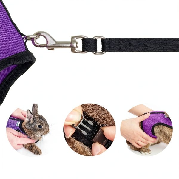 Niteangel Rabbit Harness Adjustable Mesh Leash for Rabbits-3