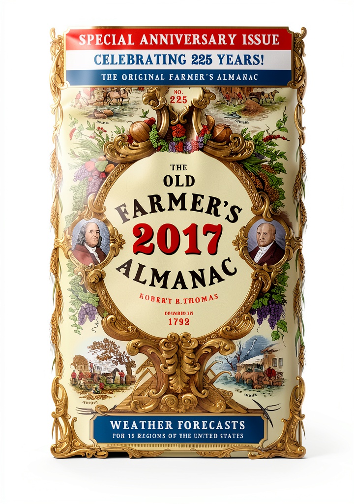 Installing Old Farmer's Almanac Anniversary Kindle Edition 439‑Page Almanac on a wooden desk