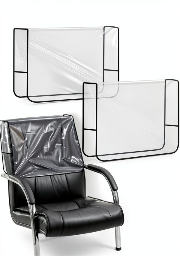 Salon Chair Cover 2pcs Black Edge Clear Reusable Protectors by Larrel-0